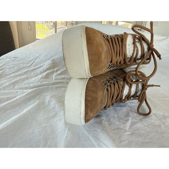 Womens Sz 6,5M Brown Marc Fisher MF Darlen-M Faux Fur Suede Leather Ankle Boots - Picture 9 of 11